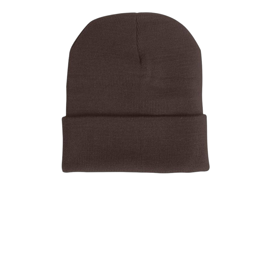 Brown Printed Cuffed Beanie
